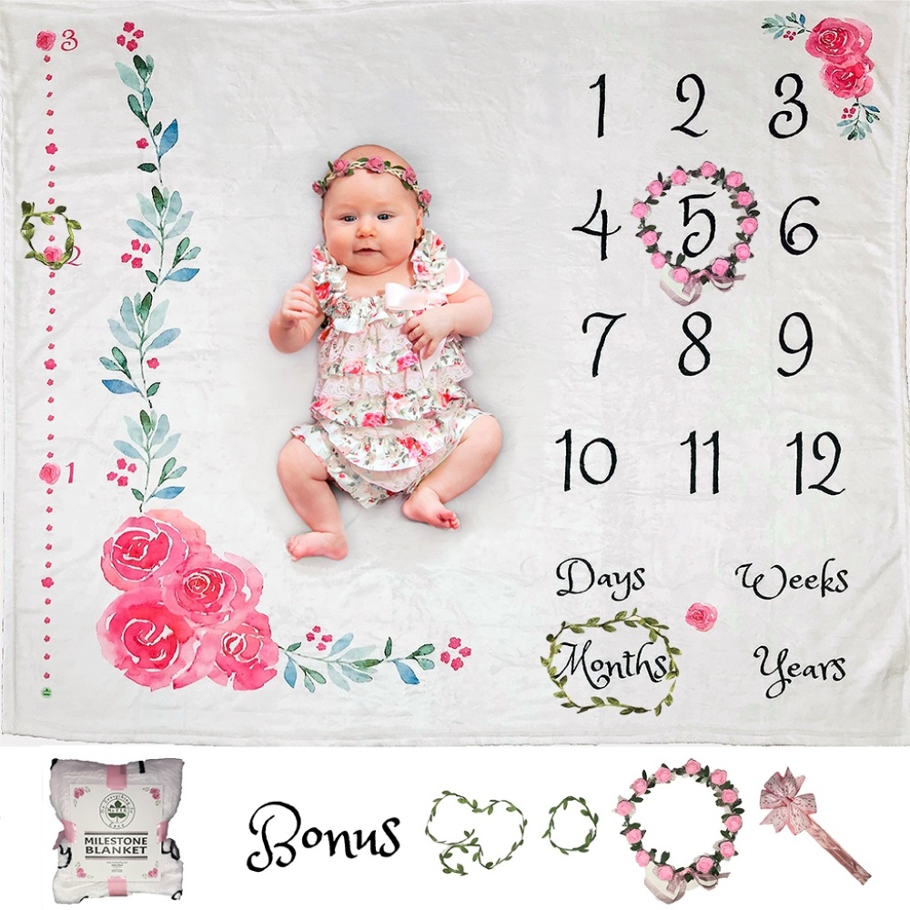 Baby Monthly Milestone Blanket for Girl | Growth